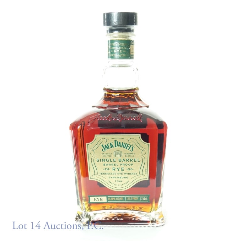 Jack Daniel's Single Barrel Rye Whiskey: Jack Daniel's Single Barrel Rye Whiskey. BarRel proof. Bottled 8--18-23. Barrel number 23-07346. 750ml, 129.6 proof.
