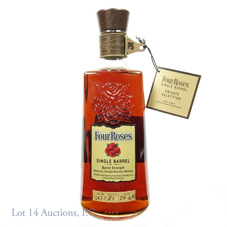 Four Roses Single Barrel Binny's Pick Tier 6 OBSQ: 10 years, 2 months old, Tier 6 Four Roses Single Barrel Binny's Pick OBSQ. Barreled January 7, 2010, bottled December 7, 2020. 35% rye mashbill / floral essence. 64.3% abv, 750ml, Warehouse RS, Barrel