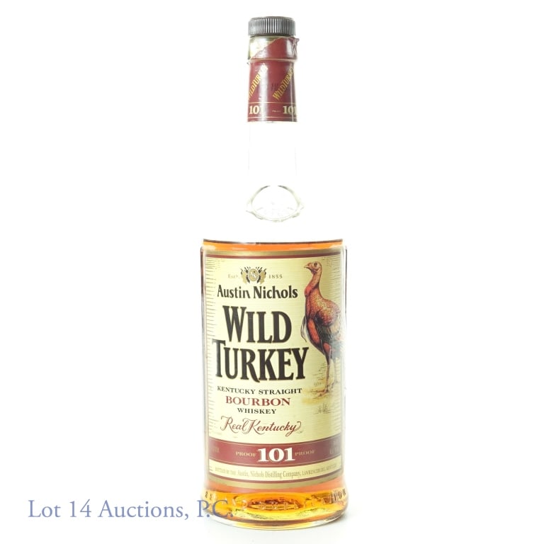 Wild Turkey Bourbon - NOT Sealed: Austin Nichols Wild Turkey Real Kentucky straight bourbon whiskey. 101 proof. 1 liter. Bottle is NOT sealed. Low shoulder fill (just above top of front label).