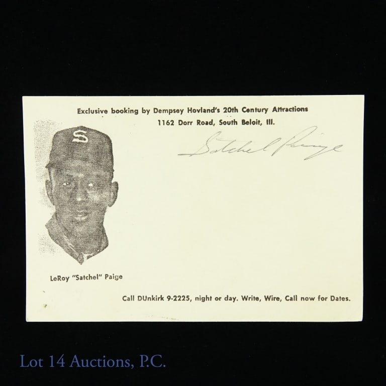 Satchel Paige Signed MLB Hovland Postcard (1 of 6)