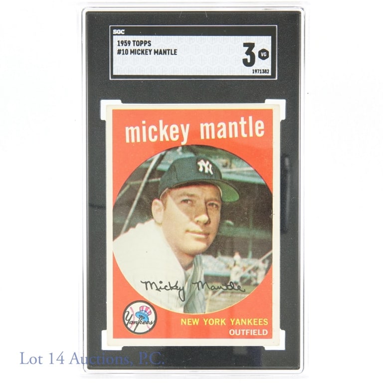 1959 Topps #10 Mickey Mantle MLB Card (SGC 3) (1 of 2)