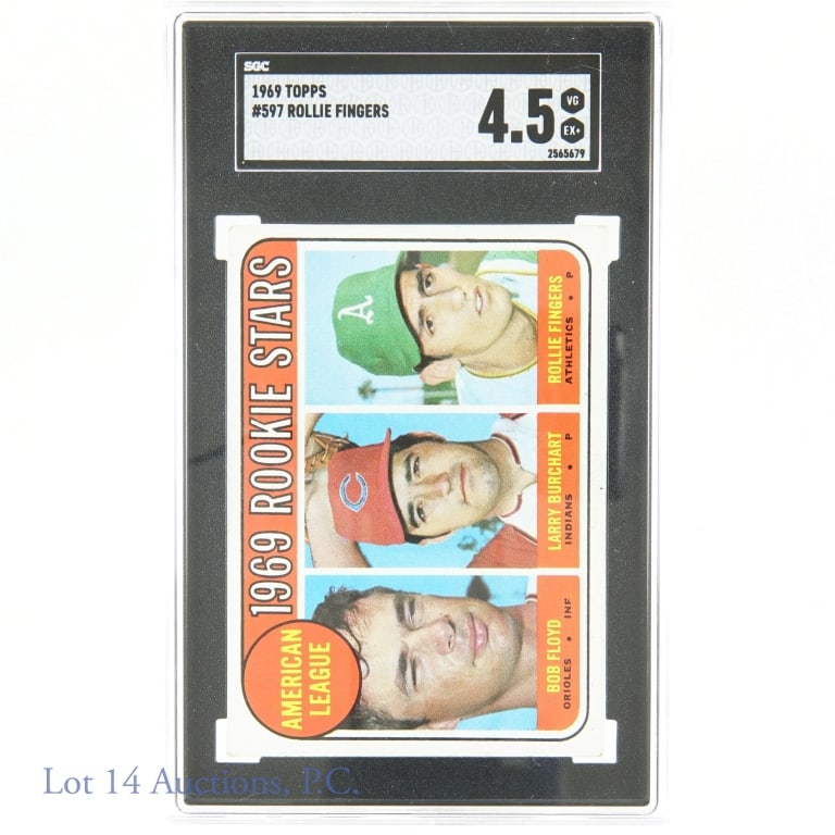 1969 Topps #597 Rollie Fingers MLB Rookie Card (SGC 4.5) (1 of 2)