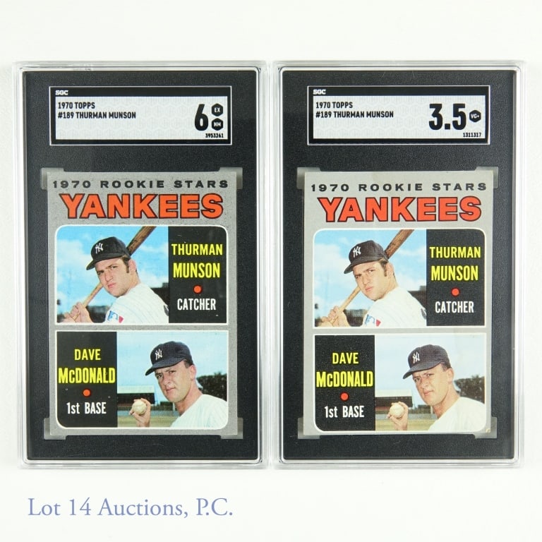 1970 Topps #189 Thurman Munson Rookie Cards (SGC) (1 of 5)
