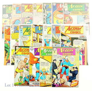 DC Comics Action Comics (1960-1968) (18): DC Comics Action Comics #273 #274 #289 #293 #313 #326 #327 #331 #333 #335 #337 #339 #348 #351 #352 #353 #354 #367 (1960-1968) (18 Comic Books Total). Story by Edmond Hamilton. Art & Illustrations by A