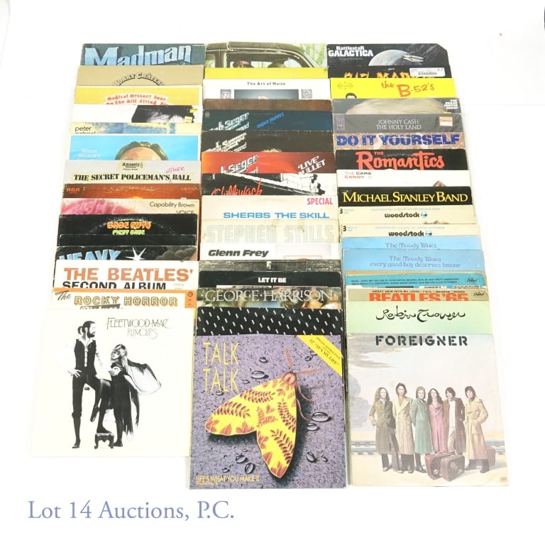 Vinyl Record Albums (47): Vinyl record albums. Untested for quality - cover condition varies. Artists include The Beatles, Elton John, Peter Gabriel, Cheech & Chong, Bob Seger and the Silver Bullet Band, The Rocky Horror Pictu