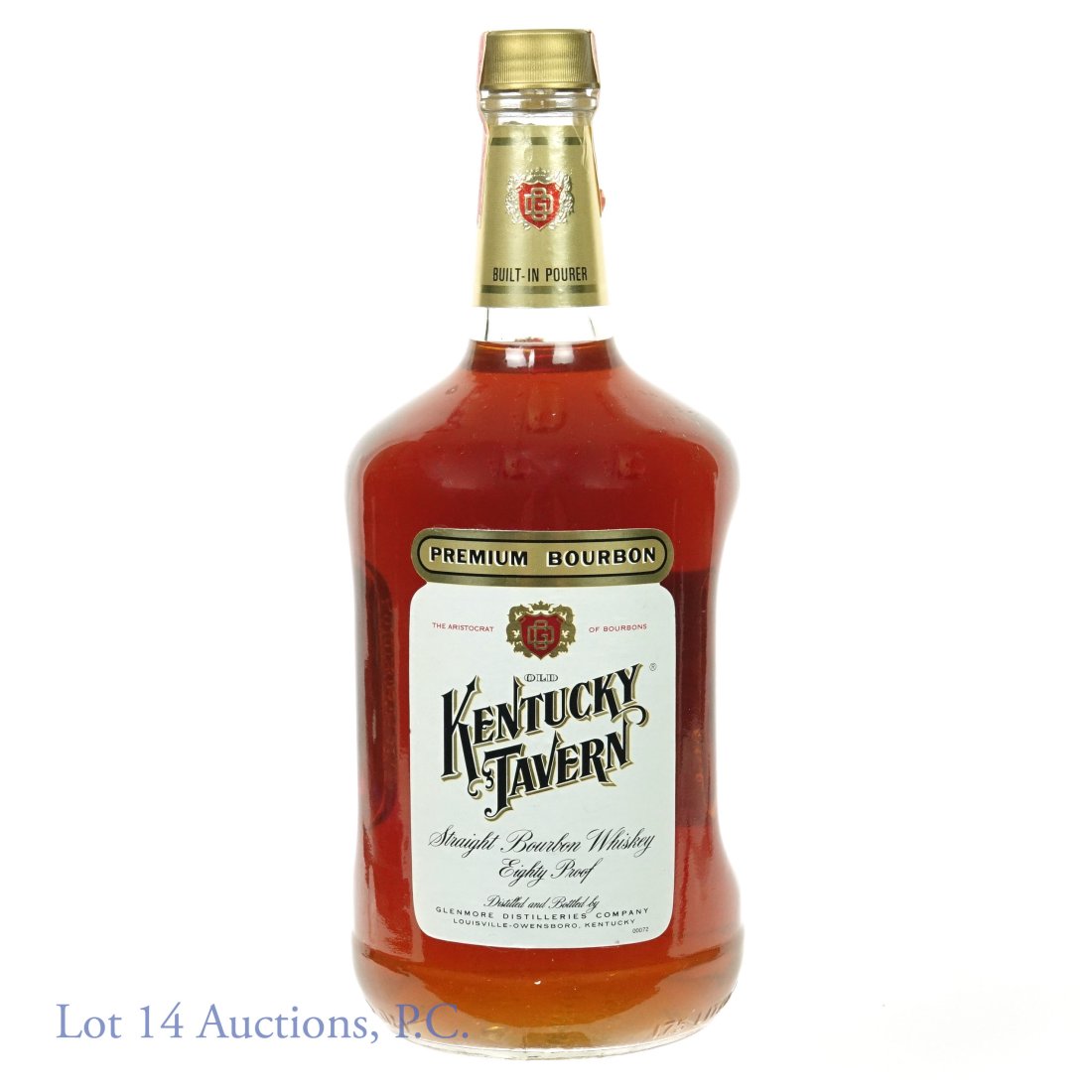 1977 Kentucky Tavern 1.75 L Bourbon 80 Proof: 1977 Old Kentucky Tavern Straight Bourbon Whiskey. 80 proof, 1.75 liters (Non-handle bottle). Great fill, tax strip is sealed, but torn end.
