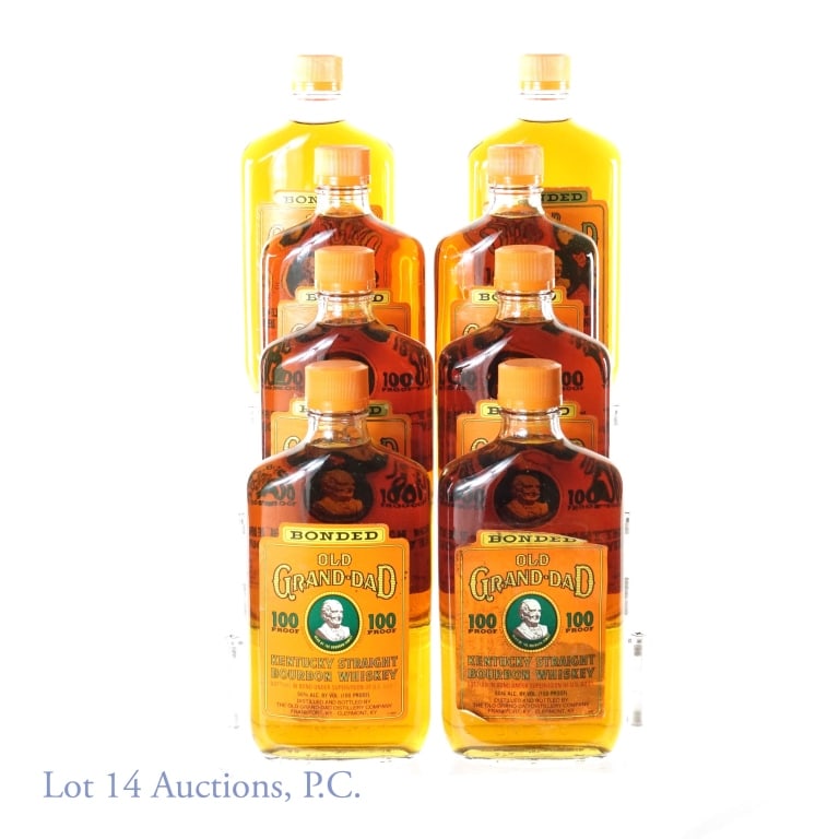 Old Grand-Dad Bonded Kentucky Bourbon 8 x 375ml: Eight bottles of Old Grand-Dad Bonded Kentucky Straight Bourbon Whiskey. 100 proof, 375ml. 1994.