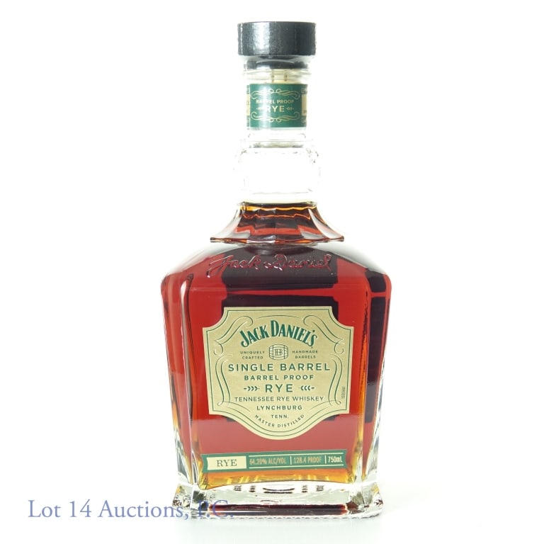 2023 Jack Daniel's Single Barrel Proof Rye Whiskey: Jack Daniel's single barrel barrel proof Tennessee rye whiskey. 64.20% ABV (128.4 proof). 750 ml. Barrel No. 23-09224. Barrel House 2-18. Bottling date: 10.5.23.