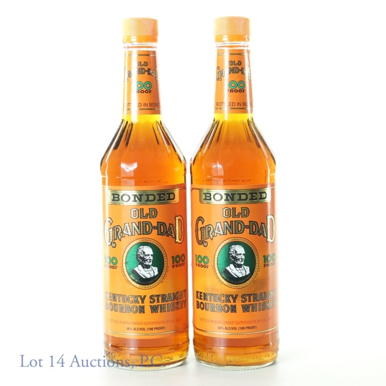 Old Grand-Dad Bonded Kentucky Bourbon (2): Two bottles of Old Grand-Dad Bonded Kentucky Straight Bourbon Whiskey. 100 proof, 750ml. 1995.