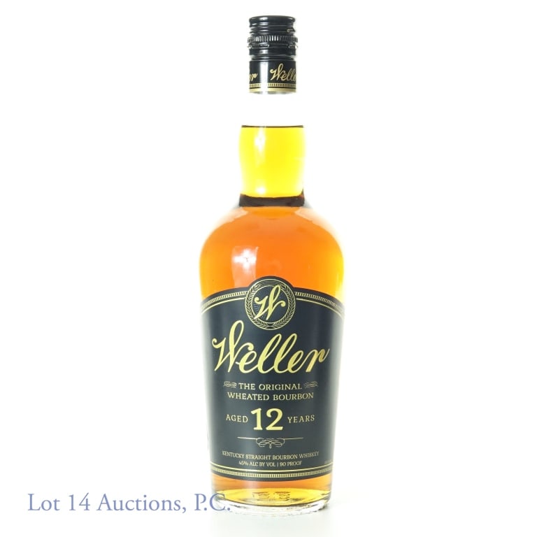 Weller 12 Year Bourbon Whiskey (UK): Weller Kentucky straight wheated bourbon whiskey. 12 years. 45% ABV (90 proof). 750 ml (NOTE: Sticker marked "70 cl" covers up the volume on the back label, but we have weighed this vs. US bottles and
