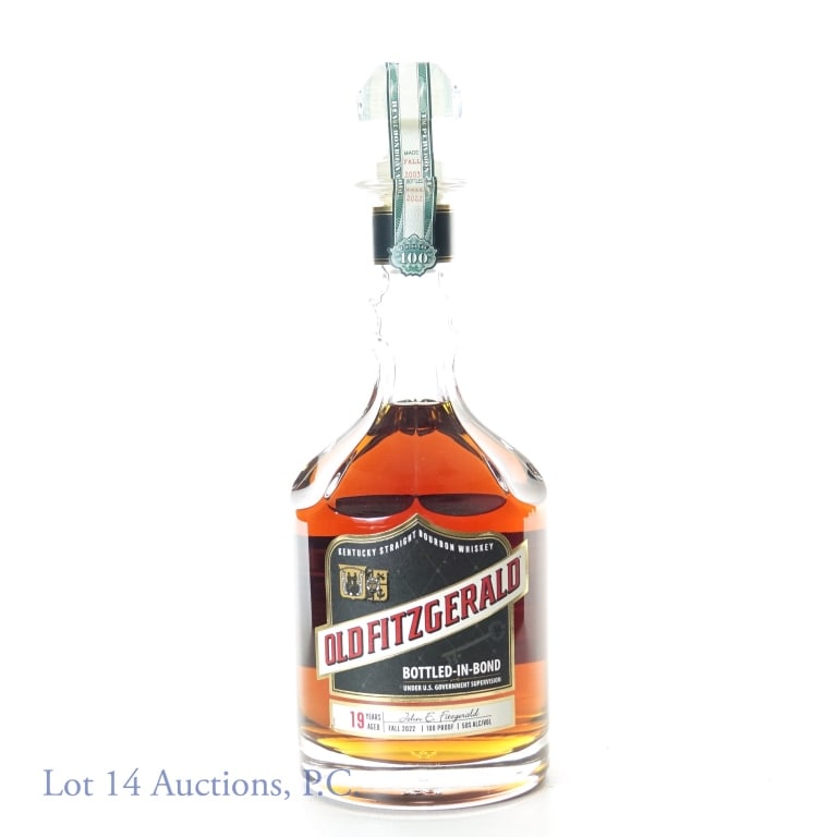 Old Fitzgerald 19 Year Old Bonded Bourbon Whiskey: 2003 - 2022 Old Fitzgerald 19 Year Old Bottled in Bond Kentucky Straight Bourbon Whiskey. Made Fall, 2003; Bottled Fall, 2022. 100 proof, 750ml.