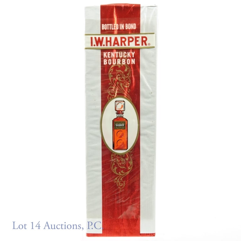 I.W. Harper Bourbon Whiskey (Sealed Gift Box): I. W. Harper Kentucky straight bourbon whiskey. 100 proof. 4/5 quart. Sealed gift box with intact cellophane sleeve. Box and contents total weight: 3.0 pounds.