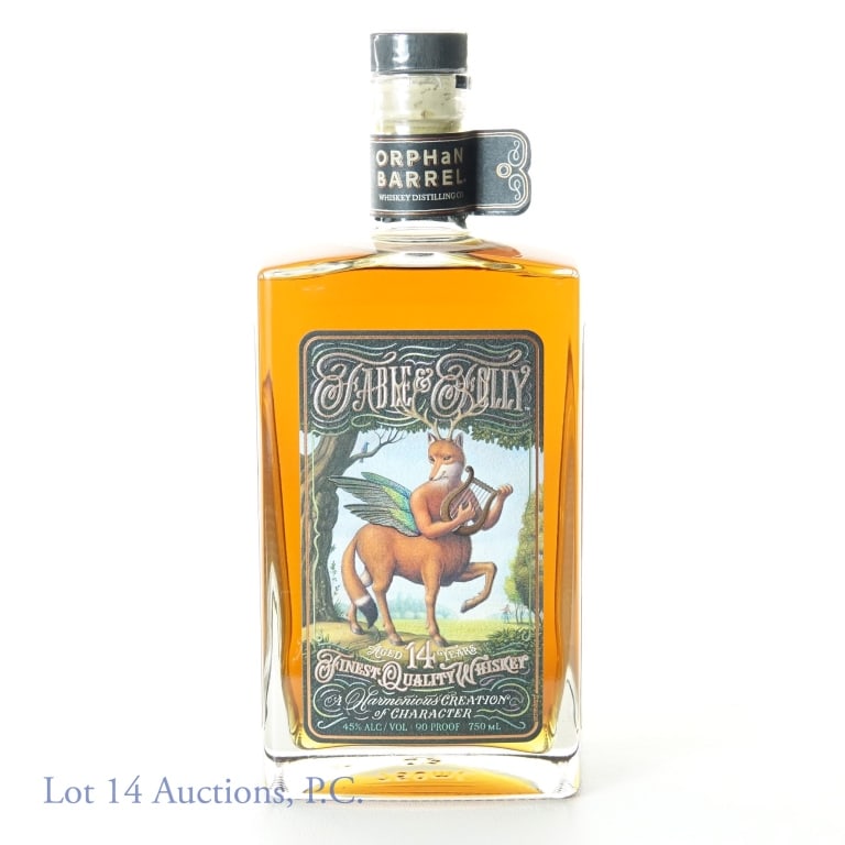 Orphan Barrel 14 Year Fable & Folly Whiskey: Orphan Barrel Fable & Folly 14 Year Old Whiskey, bottled at Stitzel-Weller. Bottle No. 48223. 90 proof, 750ml.