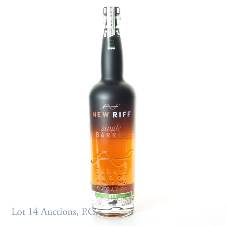 New Riff Single Barrel Rye Whiskey - Binny's Pick: New Riff single barrel proof sour mash Kentucky straight rye whiskey. At least 4 years. 52.25% ABV (104.5 proof). 750 ml. Barrel distilled: 1.12.18. Barrel bottled on 6.8.22. Barrel No. 8109. Single b