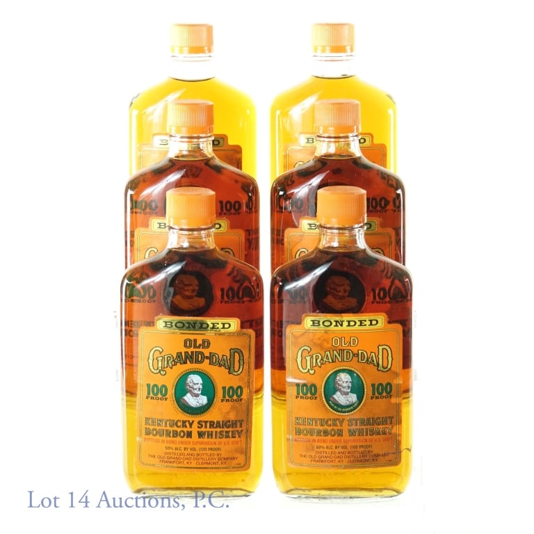 Old Grand-Dad Bonded Kentucky Bourbon 6 x 375ml: Six bottles of Old Grand-Dad Bonded Kentucky Straight Bourbon Whiskey. 100 proof, 375ml. 1994.
