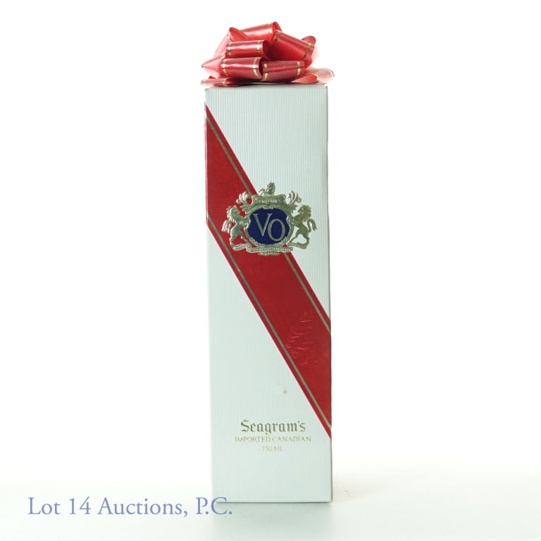 Seagram's V.O. Canadian Whisky - Sealed Gift Box: Seagram's V.O. Canadian whisky. 750 ml bottle in a sealed gift box. Box and contents weigh 2.68 pounds (1.21 kg).