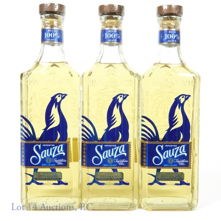 Sauza Reposado Sig. Blue Tequila Liters (3): Three bottles of Sauza Reposado Signature Blue Tequila. 1 liter 40%abv.
