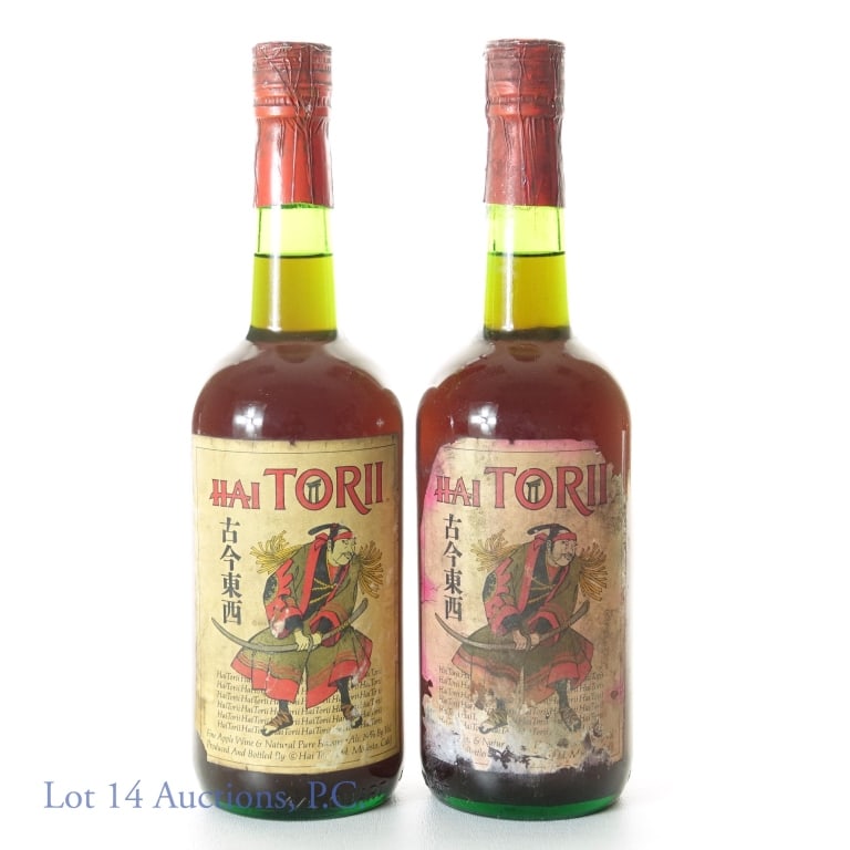 Hai Torii Apple Wine - Very Rare (2): 2 bottles of Hai Torii apple wine. 19% ABV. 4/5 quart. Our research shows that this was a short lived wine from Ernest Gallo in the 1960s - possibly derailed because of the Vietnam War.