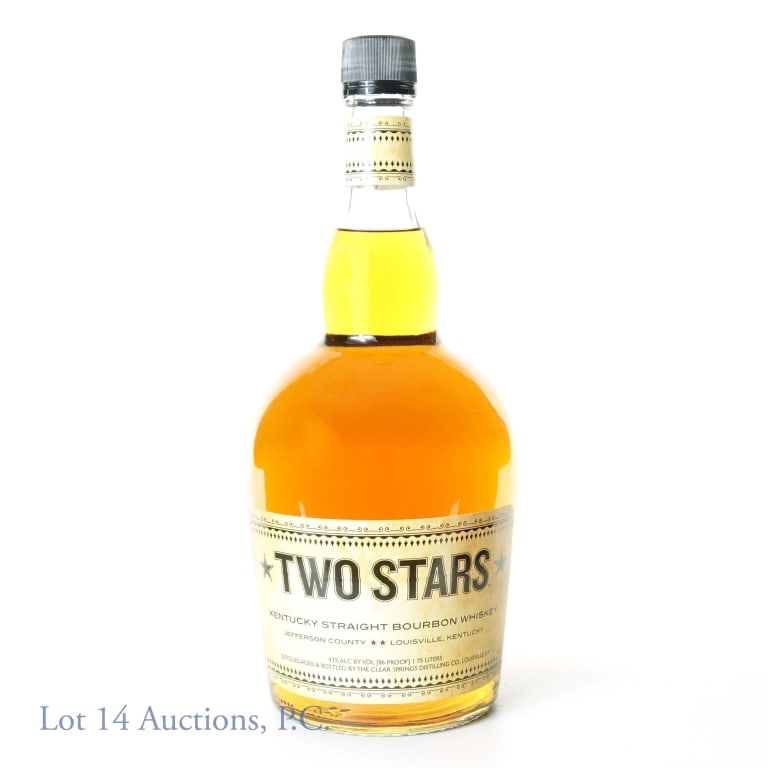 Two Stars Bourbon Barton 1792 Dist. 1.75 Liters: Two Stars Kentucky Straight Bourbon Whiskey, 86 proof. 1.75 Liters