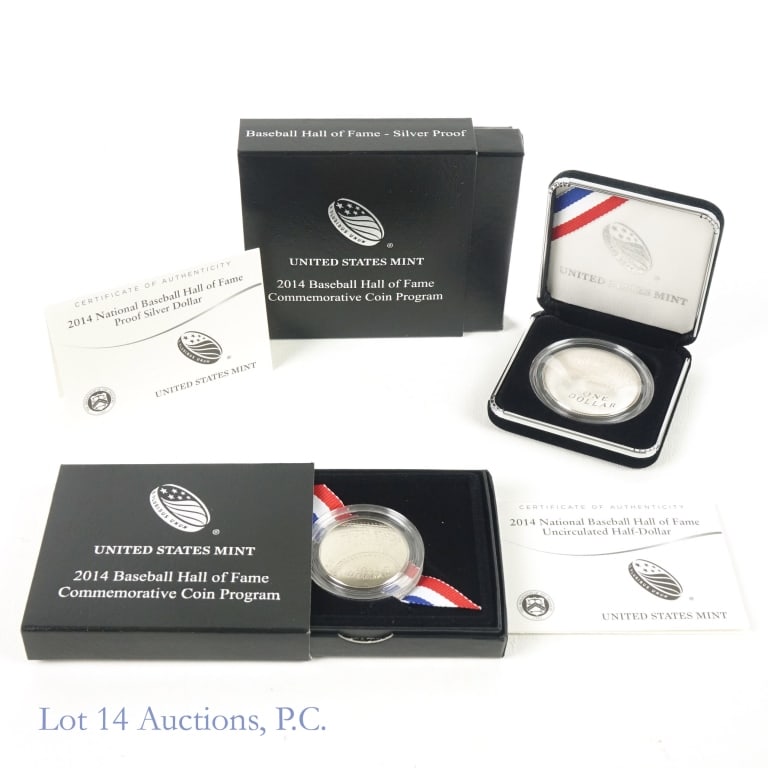 2014 Baseball Hall of Fame 50c & Slvr $1 Coins (2) (1 of 7)