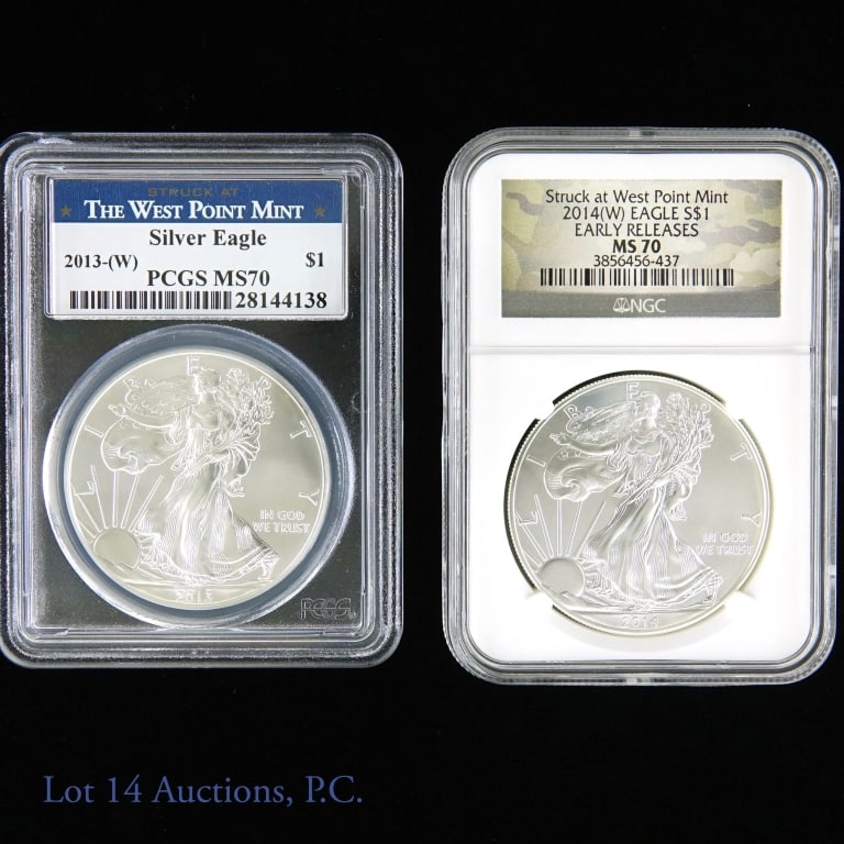 2013W & 2014W Silver Eagle $1 (PCGS/NGC MS 70) -2 (1 of 5)
