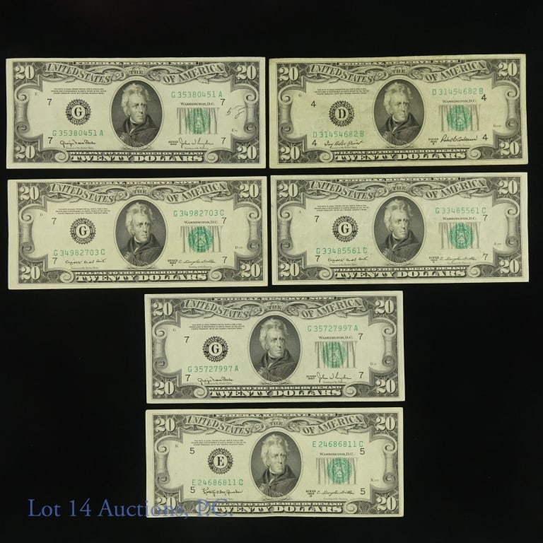 1950 $20 Federal Reserve Notes (Green Seals) (6) (1 of 6)
