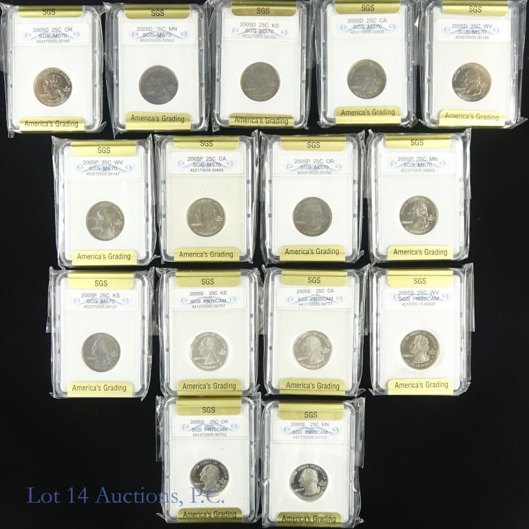 2005 P,D,S Washington 25c (SGS MS70/PR70)  -15 (1 of 7)