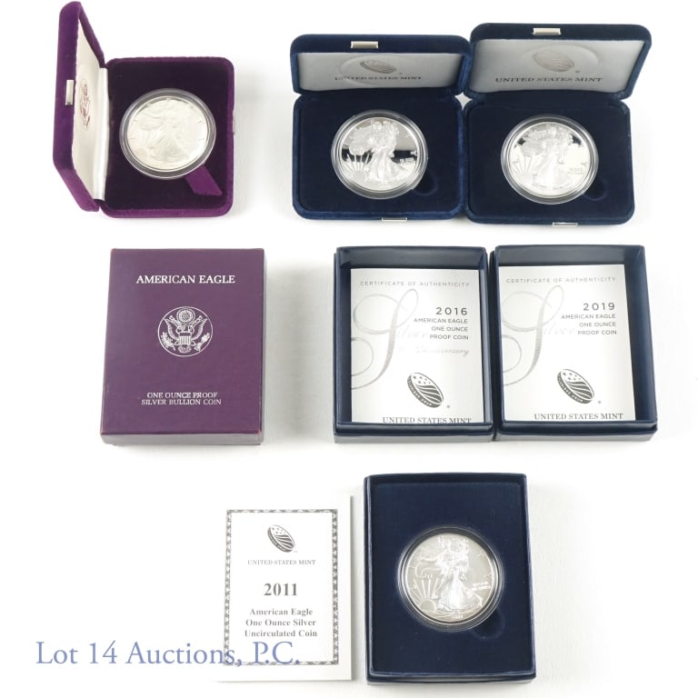 One Troy Ounce $1 American Silver Eagles Coins (4) (1 of 9)