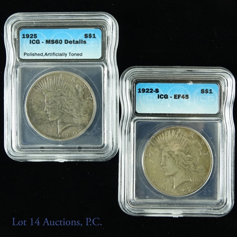 1922-S & 1925 Silver Peace $1 (ICG EF45 / MS60) -2 (1 of 2)
