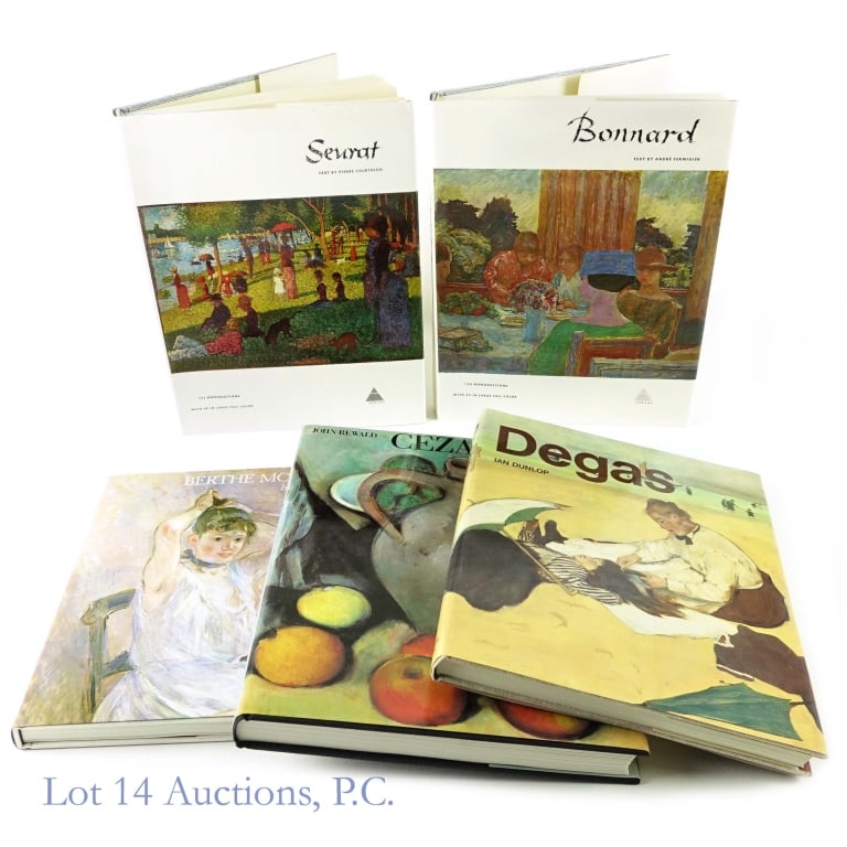 Impressionist & Post-Impressionist Art Books (5): 5 Art Books. "Cezanne", "Degas", "Berthe Morisot", "Georges Seurat", and "Bonnard" 1-"Cezanne: A Biography". Rewald, John. Hardcover. Hardcover Condition: Fair. Jacket Condition: Fair. First Edition.