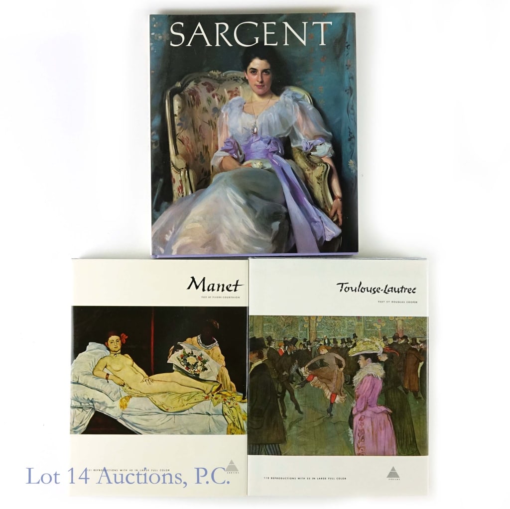 Realist, Impressionist, and Post-Impressionist: Art Books (3) 3 Art Books. "John Singer Sargent", "Edouard Manet", and "Henri de Toulouse-Lautrec" 1-"John Singer Sargent". Ratcliff, Carter. Hardcover. Hardcover Condition: Fair. Jacket Condition: Fa