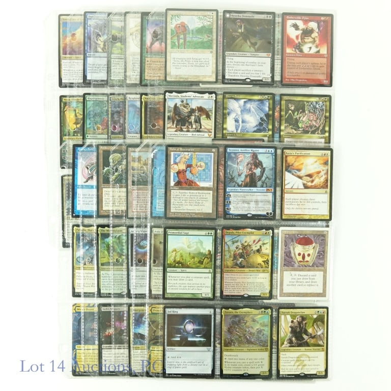 Magic The Gathering (MTG) Trading Cards (99): Magic The Gathering (MTG) Trading Cards (99 Cards Total). Features (11) pages of cards that are exclusively Mythic (orange-red / bronze) & Rare (gold). Also features some Legendary Creatures. The card
