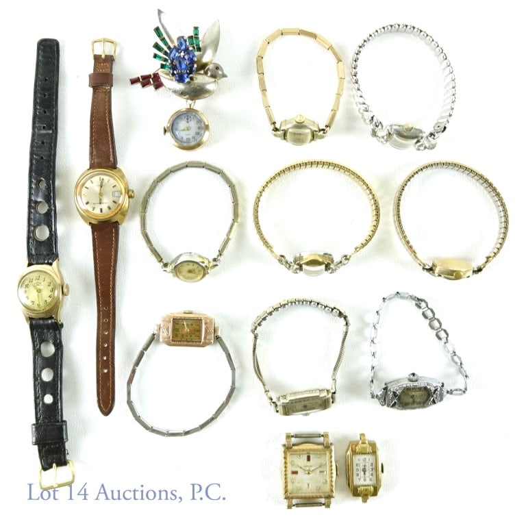 Vintage Ladies' Watches (13) for Parts / Repair: Thirteen (13) ladies' watches, for parts or repair - sold as is. Including Chalet, Helbros, Bulova, Clinton, Tower, Waltham, Geneva and more.