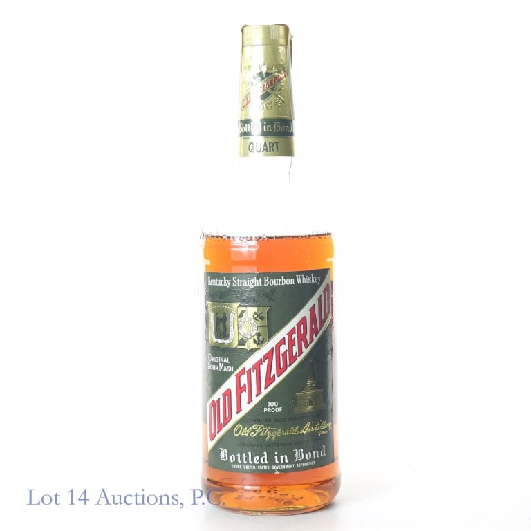 1975 Old Fitzgerald 6 Yr Bourbon Stitzel-Weller: Old Fitzgerald 6 Year Bottled-In-Bond Bourbon (1975), 100 Proof, 1 Quart, Bottled: Spring 1975, Distilled: Fall 1968, Stitzel-Weller, Fill Level: Above the Shoulder, Small tears in tax strip but overa
