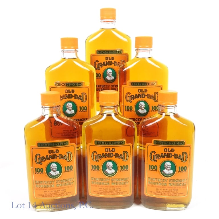 Old Grand-Dad Bonded Kentucky Bourbon 6 x 375 ml: Six bottles of Old Grand-Dad Bonded Kentucky Straight Bourbon Whiskey. Bottled in bond (100 proof). 375 ml. 1994.