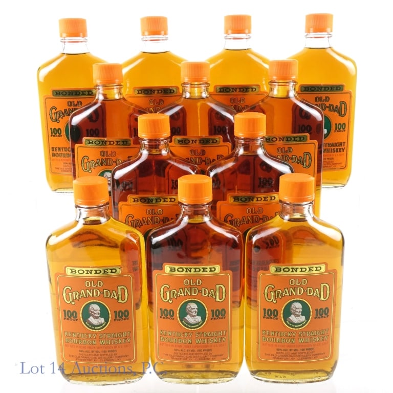 Old Grand-Dad Bonded Kentucky Bourbon 12 x 375 ml: Twenty-four bottles of Old Grand-Dad Bonded Kentucky Straight Bourbon Whiskey. Bottled in bond (100 proof). 200 ml. 1994/95.