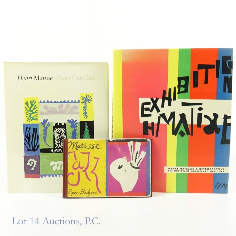 Matisse Art Books (3): 1-"Mattisse Jazz", Bucherei, Piper. Lithograph. R. Piper & Co. Munich, 1960. Collector's Lithograph Art Book printed for members of MoMA New York. Book cover has suffered some moisture damage, pages a