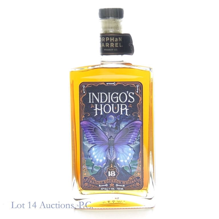 Orphan Barrel 18 Year Indigo's Hour Bourbon: Orphan Barrel 18 Year Indigo's Hour Bourbon, 90 Proof, 750 ml. Note: this edition of Orphan Barrel does not have a bottle number. "Orphan Barrel Indigo?s Hour 18 Year Old Straight Bourbon is more than