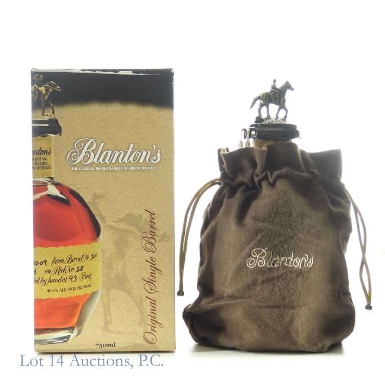 Blanton's Single Barrel Bourbon Store Pick "B": Blanton's Single Barrel Bourbon, 93 Proof, 750 ml, 7 Guys Collective, Letter B, Dump Date: 01-29-24, Barrel #4, Bottle #8, Box and bag included, Box has large slice on upper edge.