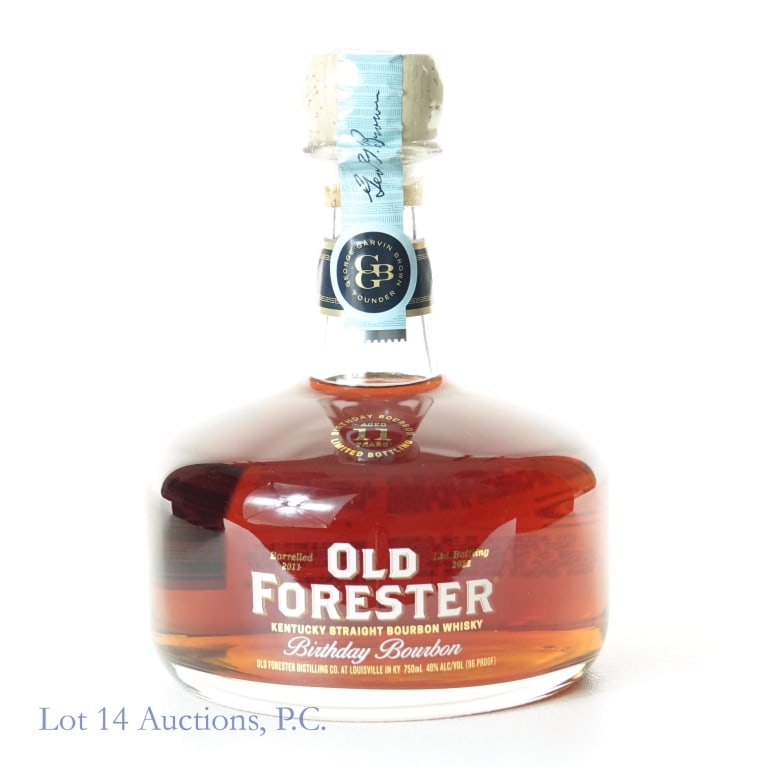 Old Forester 11 Yr Birthday Bourbon (2022): Old Forester Kentucky straight bourbon whiskey - Birthday Bourbon. 11 years (Barreled 2011 - Limited bottling 2022). 48% ABV (96 proof). 750 ml.