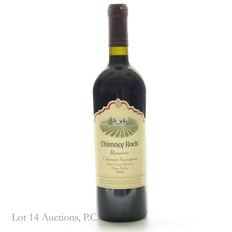 2002 Chimney Rock Reserve Stags Leap Cabernet: 2002 Chimney Rock Reserve Stags Leap Napa Valley Cabernet Sauvignon, 14.1% ABV, 750 ml, Vintage: 2002, Region: Napa Valley, California. 92 rating by Robert Parker Jr. Wine stored in wine fridge at 55 