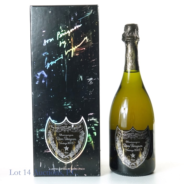 2003 Dom Perignon Brut Champagne: 2003 Dom Perignon Brut Champagne, 12.5% ABV, 750 ml, Vintage: 2003, Limited Edition by David Lynch. Original box included.