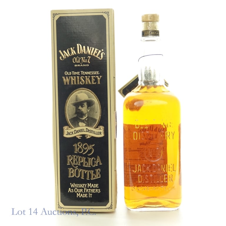 Jack Daniel's Whiskey 1895 Replica Bottle (1 L): Jack Daniel's 1895 Replica Bottle Tennessee Whiskey, 86 Proof, 1 Liter, Bottle #031828, Original Box included.