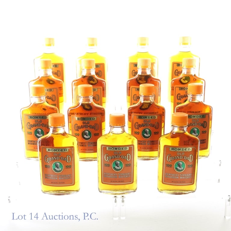 Old Grand-Dad Bonded Kentucky Bourbon 15 x 200ml: Fifteen bottles of Old Grand-Dad Bonded Kentucky Straight Bourbon Whiskey. Bottled in bond (100 proof). 200 ml. 1994/95
