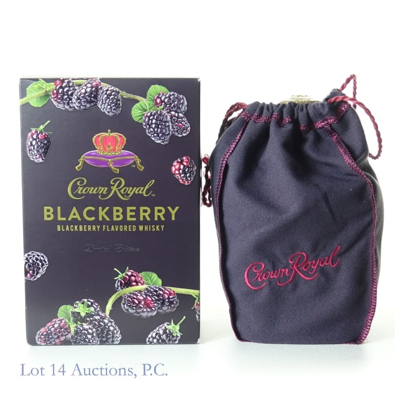 Crown Royal Blackberry Flavored Whisky: Crown Royal Blackberry Flavored Whisky, 70 Proof, 750 ml. Original Box and Bag included.