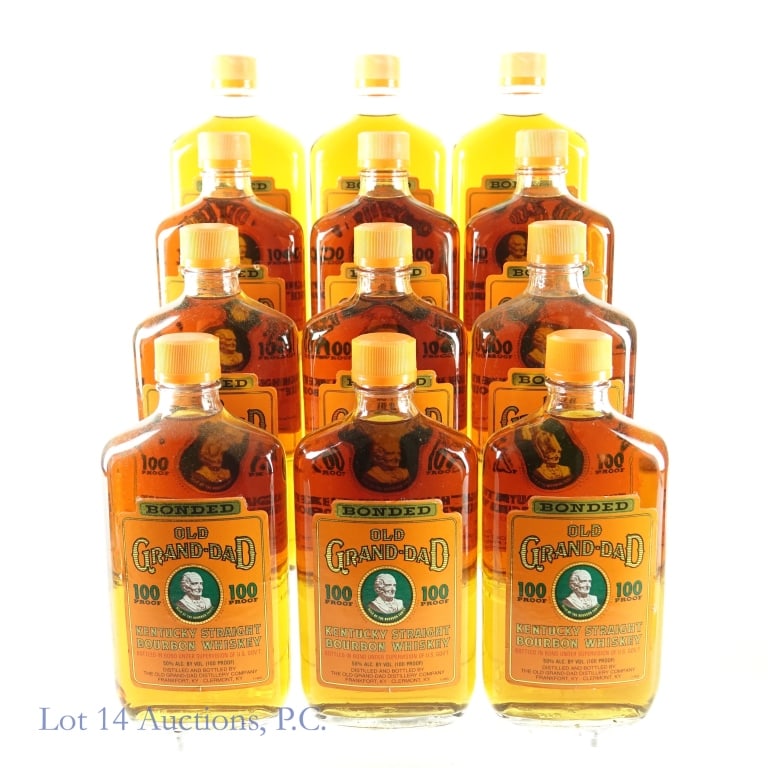 Old Grand-Dad Bonded Kentucky Bourbon 12 x 375ml: Twelve bottles of Old Grand-Dad Bonded Kentucky Straight Bourbon Whiskey. Bottled in bond (100 proof). 375 ml. 1994.