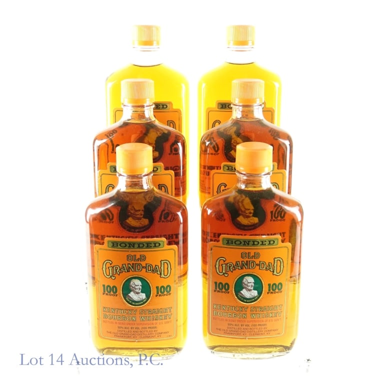 Old Grand-Dad Bonded Kentucky Bourbon 6 x 375ml: Six bottles of Old Grand-Dad Bonded Kentucky Straight Bourbon Whiskey. Bottled in bond (100 proof). 375 ml. 1994.