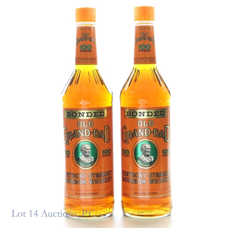 Old Grand-Dad Bonded Kentucky Bourbon (2): Two bottles of Old Grand-Dad Bonded Kentucky Straight Bourbon Whiskey. Bottled in bond (100 proof). 750ml. 1995.