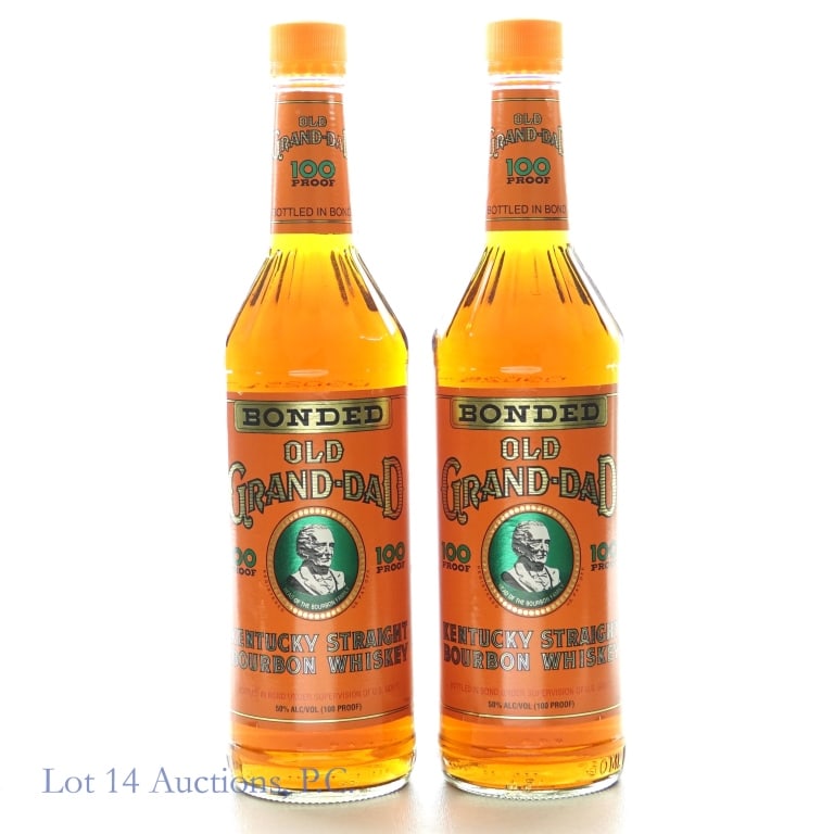 Old Grand-Dad Bonded Kentucky Bourbon (2): Two bottles of Old Grand-Dad Bonded Kentucky Straight Bourbon Whiskey. Bottled in bond (100 proof). 750ml. 1995.