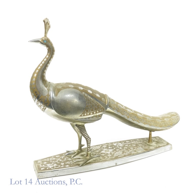 Thorens Metal Peacock Music Box ***: Metal peacock - back opens to reveal music box with Thorens movement. Music box is supposed to play "Lara's Theme", but we are unable to get the music box to play. Base measures approximately 14" x 4"